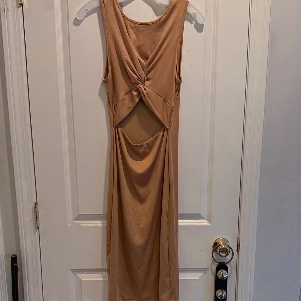 Elegant Tan Sleeveless Dress